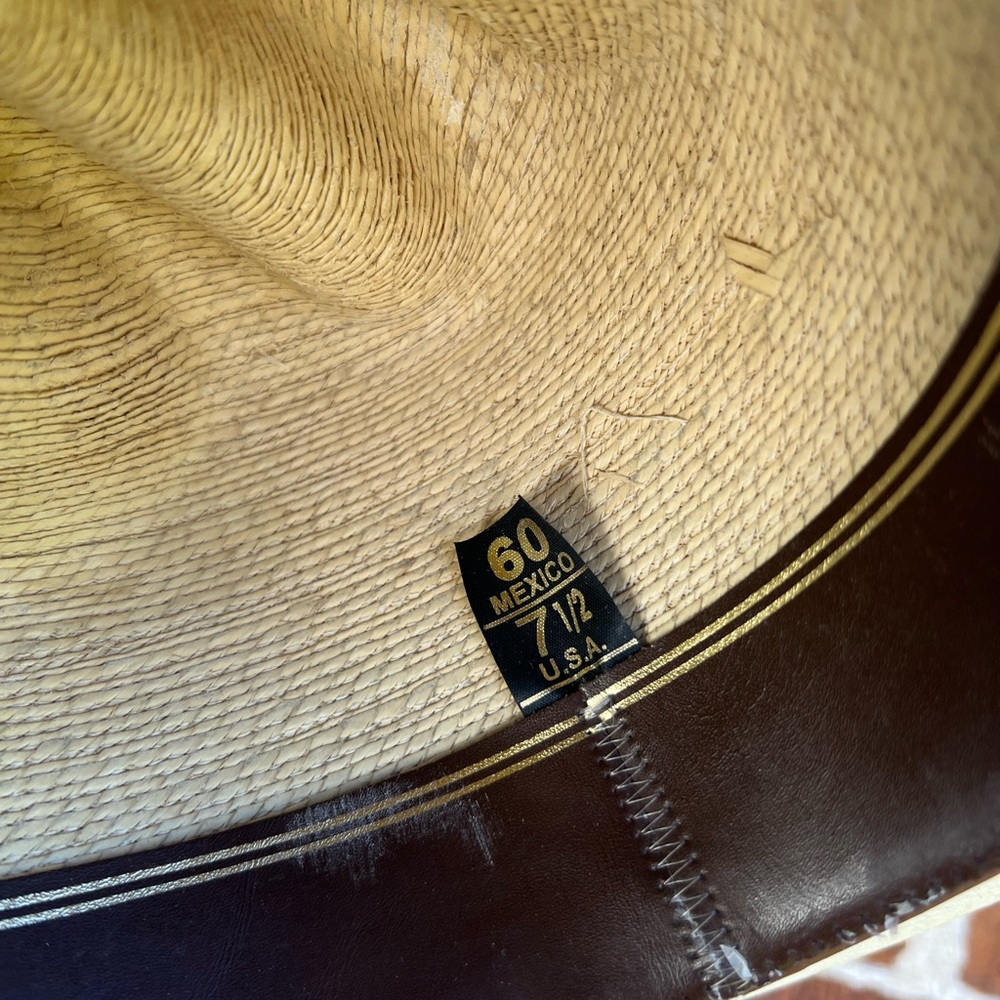 Dallas Hats Natural Straw Cowboy Hat size 7 1/2 - Picture 5 of 6